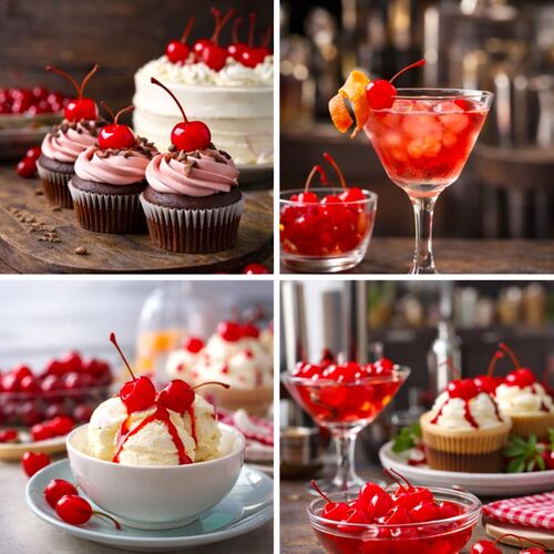 PASTKOLOR ROTE MARASCHINO-KIRSCHEN MIT STIEL - 225 G