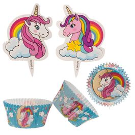 CUPCAKE-EINWEGFORMEN MIT EINHORN-TOPPERN