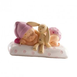 DEKORA KUCHENFIGUR - BABY MIT ROSA TEDDYBR