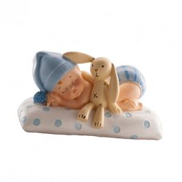 DEKORA KUCHENFIGUR - BABY MIT BLAUEM TEDDYBR